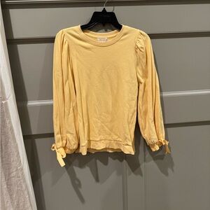 Nation LTD Yellow Tie-Sleeve Puff Long Sleeve Sweatshirt
